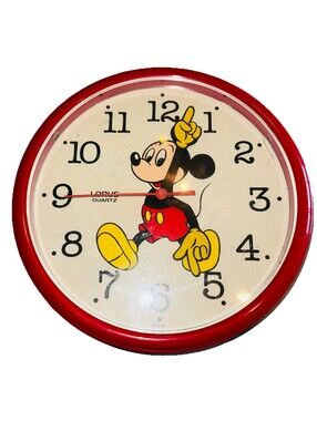 Vintage Walt Disney Mickey Mouse Moving Arms Wall Clock Lorus Quartz MadeInJapan